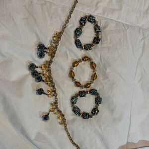 Elegant Gold and Blue Jewelry Set